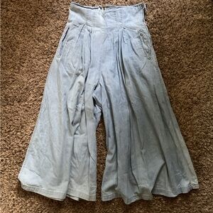 Wide-Leg Light Blue Denim Pants